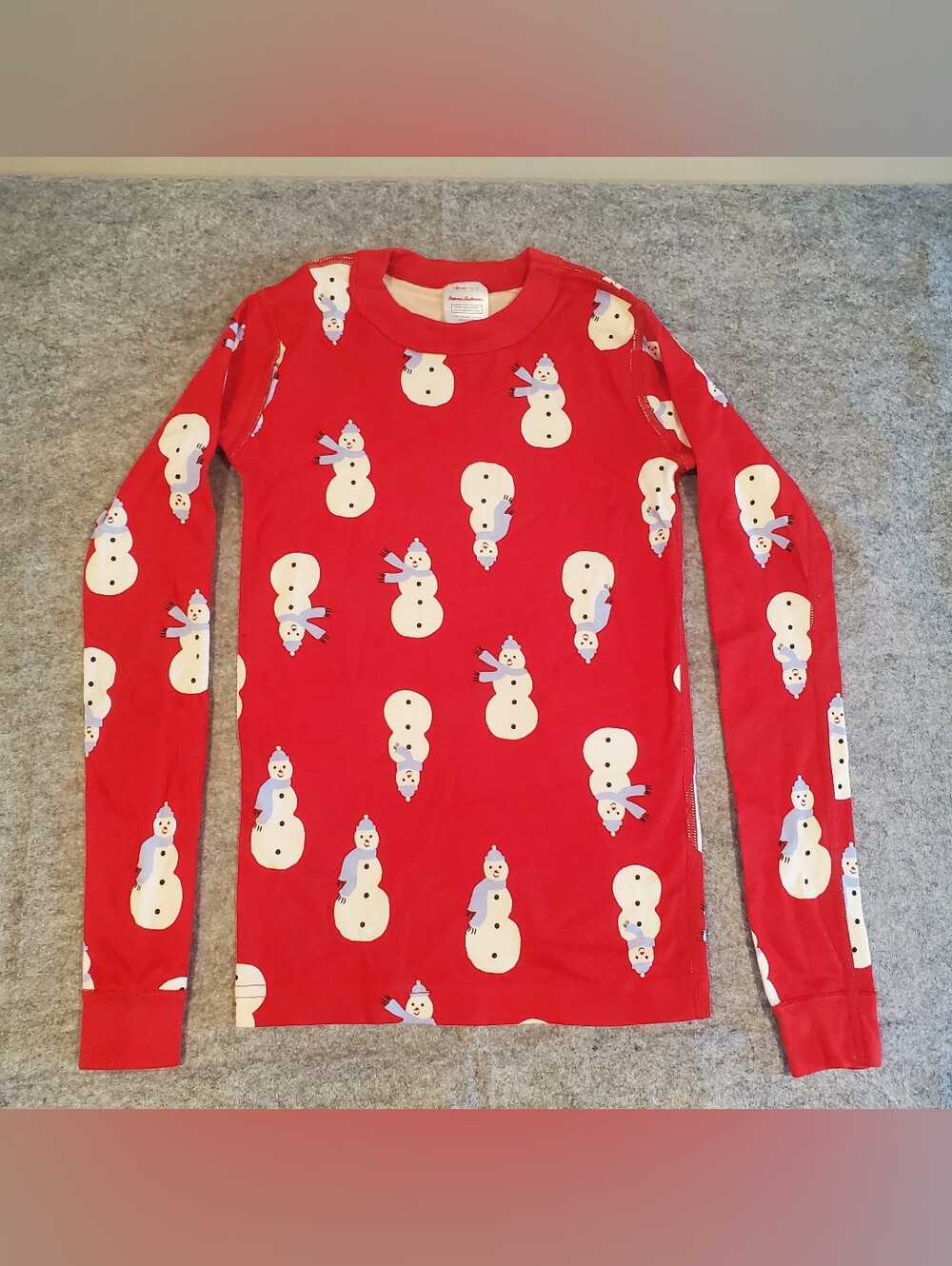 Hanna Andersson  HannaJams Snowman Snug  Fit Christmas PJ Top Only Kids Size 10